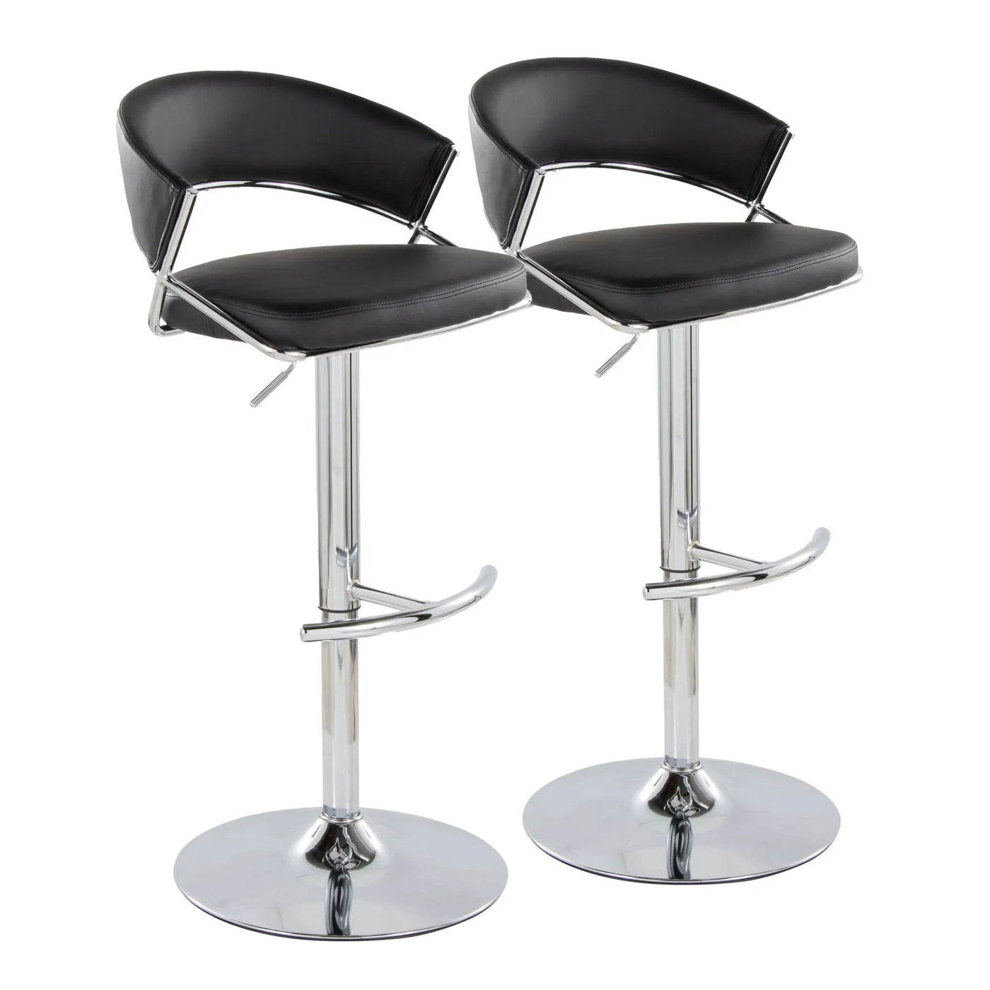 Jie - Contemporary Adjustable Barstool With Swivel & Rounded T Footrest (Set of 2) by HouseOfZazla