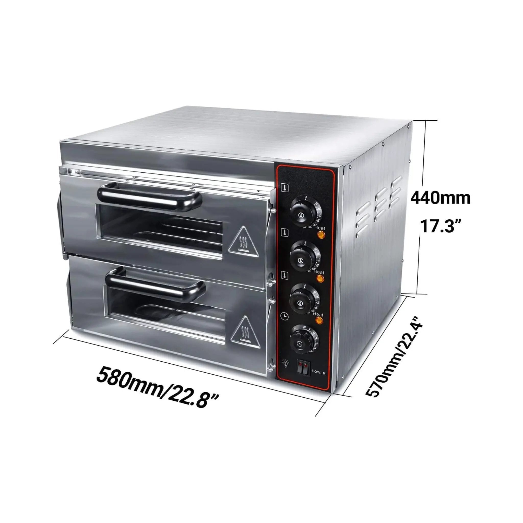 16-Inch Commercial Stainless Steel Double Deck 3000W 110V Electric Pizza Oven (SAK85429) by SAKSBY WHOLESALE