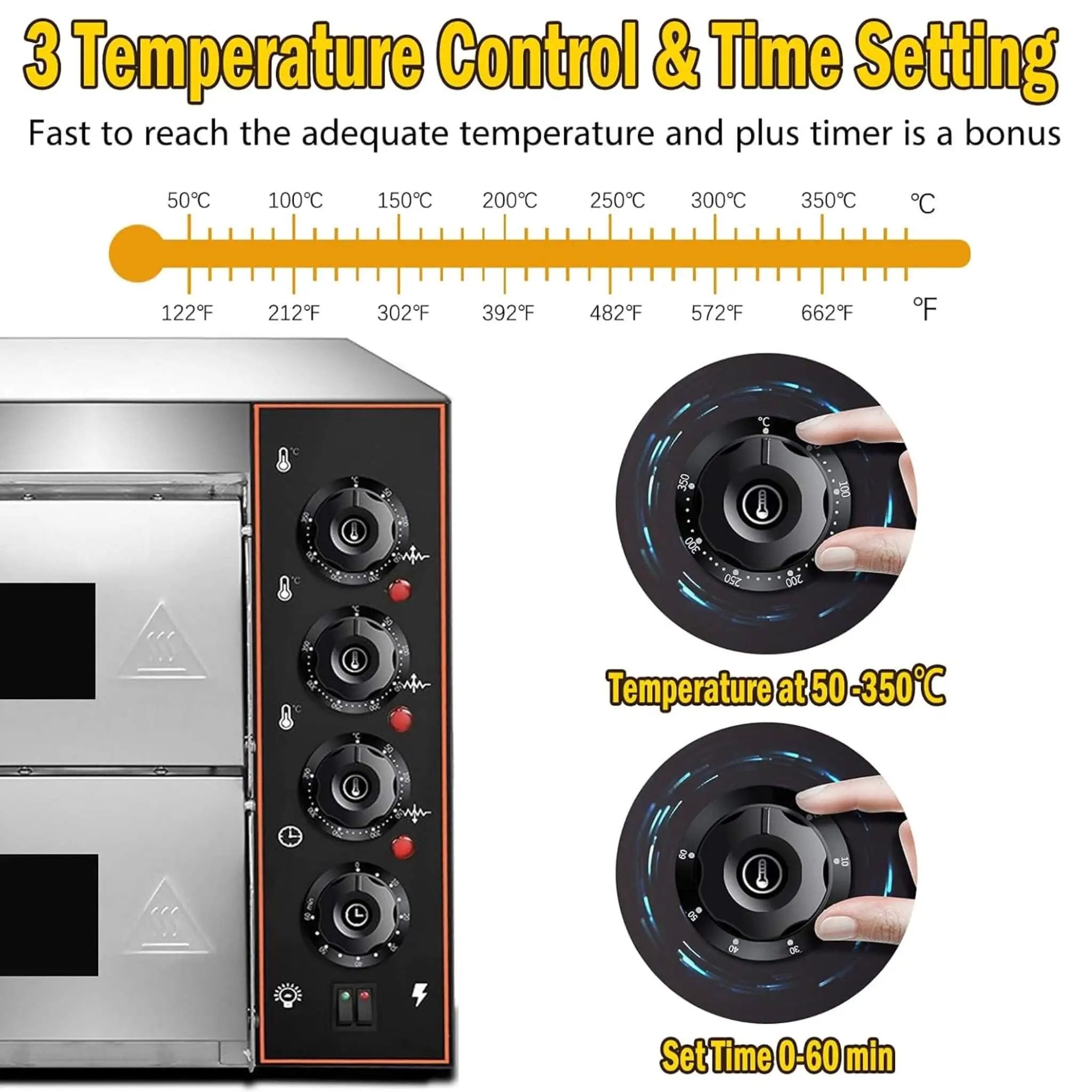 16-Inch Commercial Stainless Steel Double Deck 3000W 110V Electric Pizza Oven (SAK85429) by SAKSBY WHOLESALE