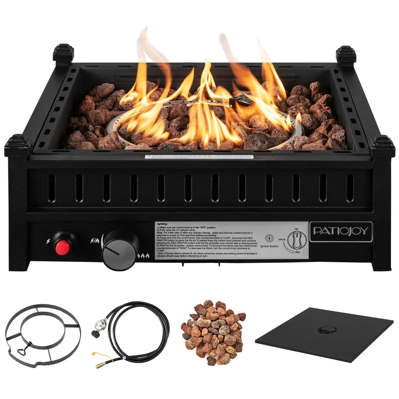 16.5 Inch Tabletop Propane Fire Pit with Simple Ignition System-Black by DirectDeals