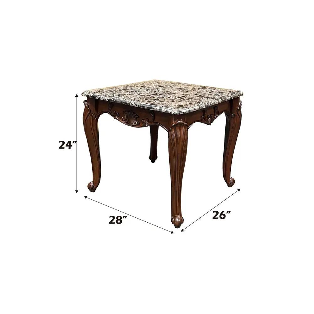 Nayla - End Table - Natural Marble Top & Cherry by Unique Piece Furniture