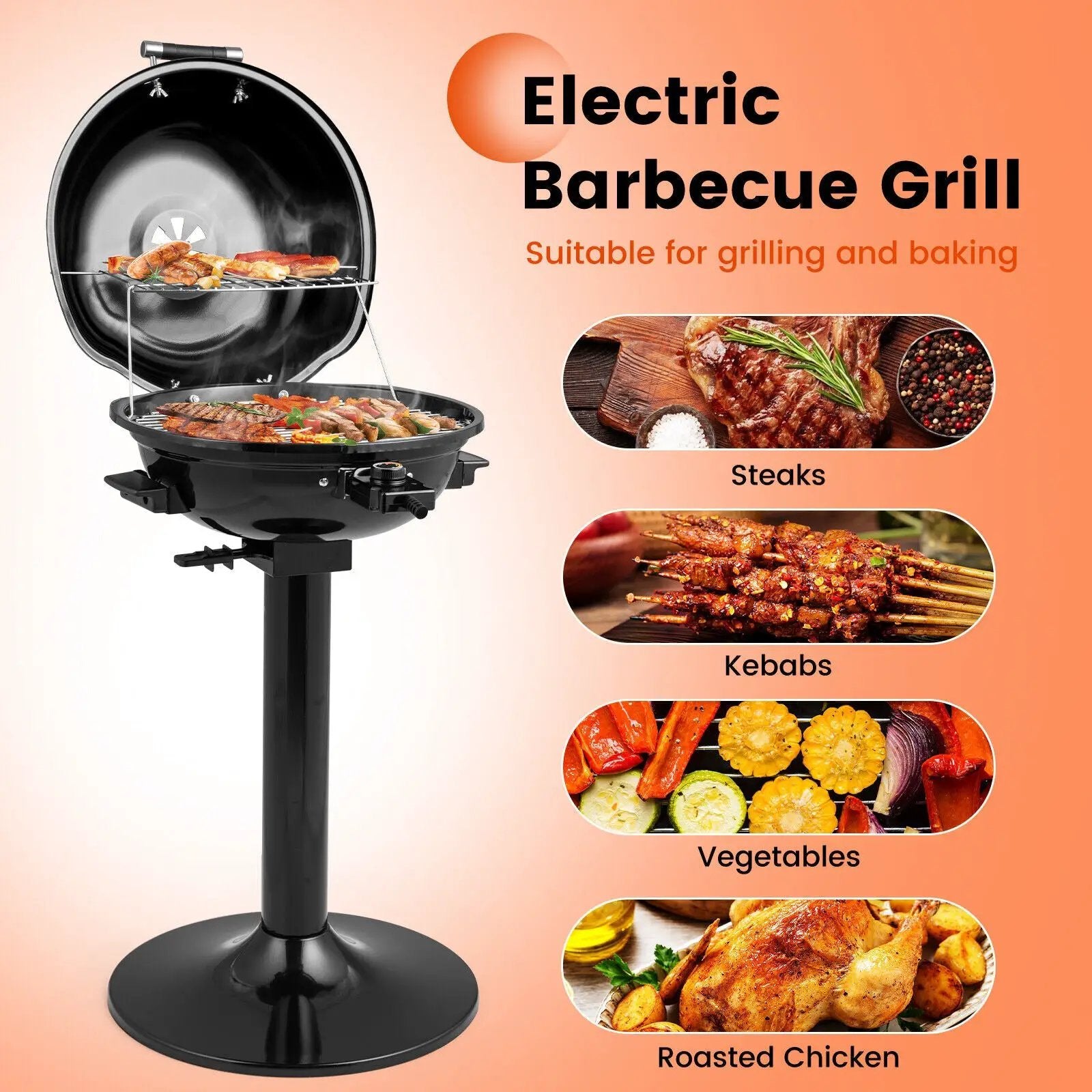1600W Electric BBQ Grill with Removable Non by DirectDeals