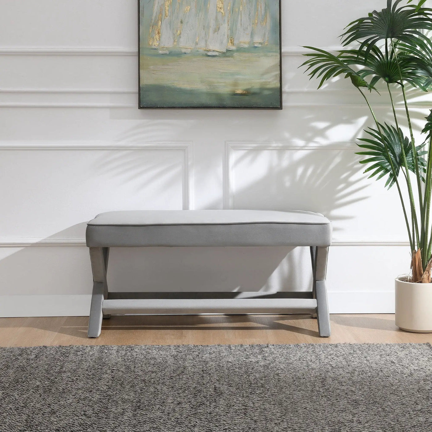 Comfort Double Bench Upholstered With X Crossed Legs by HouseOfZazla
