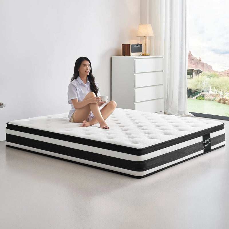 Full Size Hybrid Mattress Breathable Cool Knitted Fabric Cover by HouseOfZazla