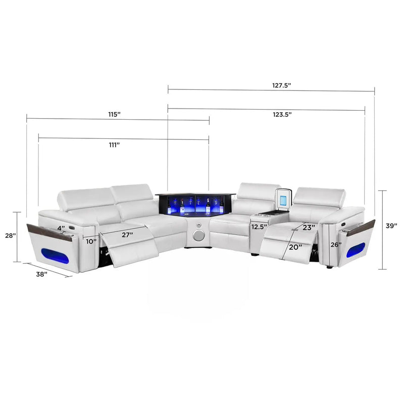 Nova - Sectional With Bluetooth Speaker, LED And Lifting Wine Cabinet by HouseOfZazla