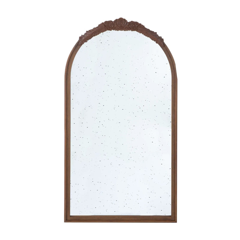 Hand Carved Rose Antique Mirror Frame, Wood Arch Mirror Wall Decor For Living Room by Unique Piece Furniture