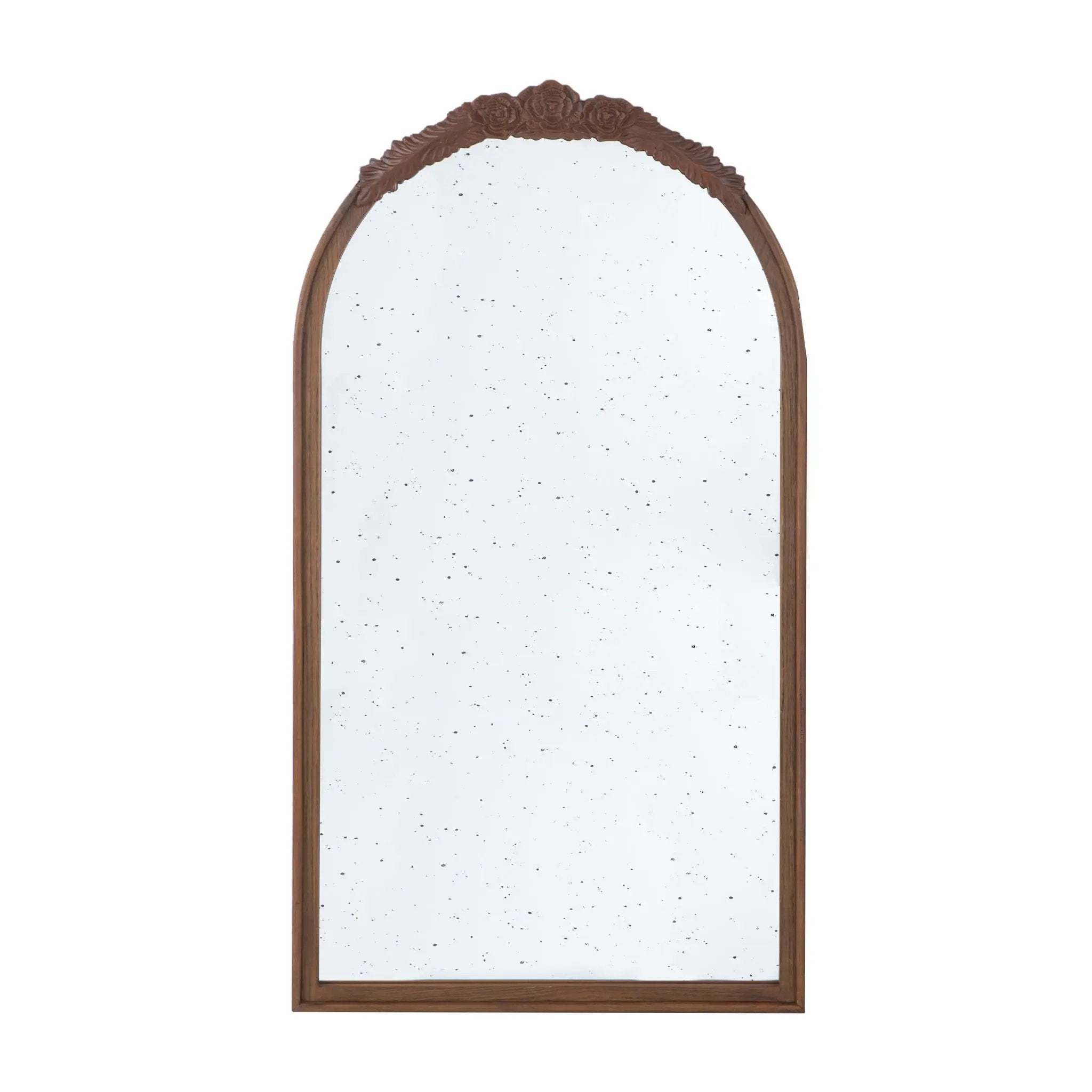 Hand Carved Rose Antique Mirror Frame, Wood Arch Mirror Wall Decor For Living Room by Unique Piece Furniture
