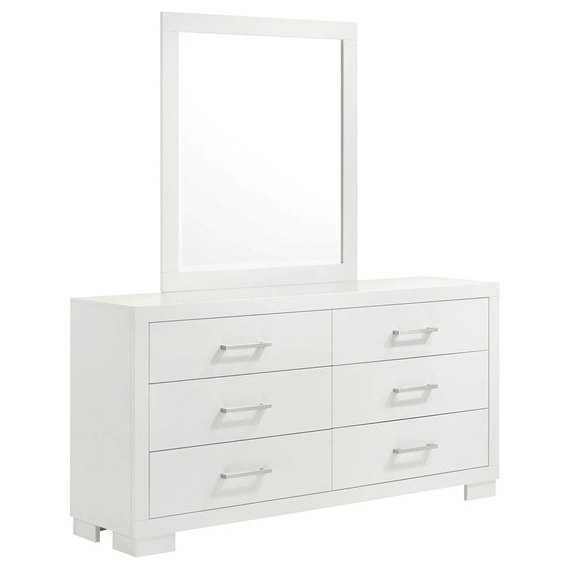Jessica 6-drawer Dresser with Mirror Snow White by Unique Piece Furniture