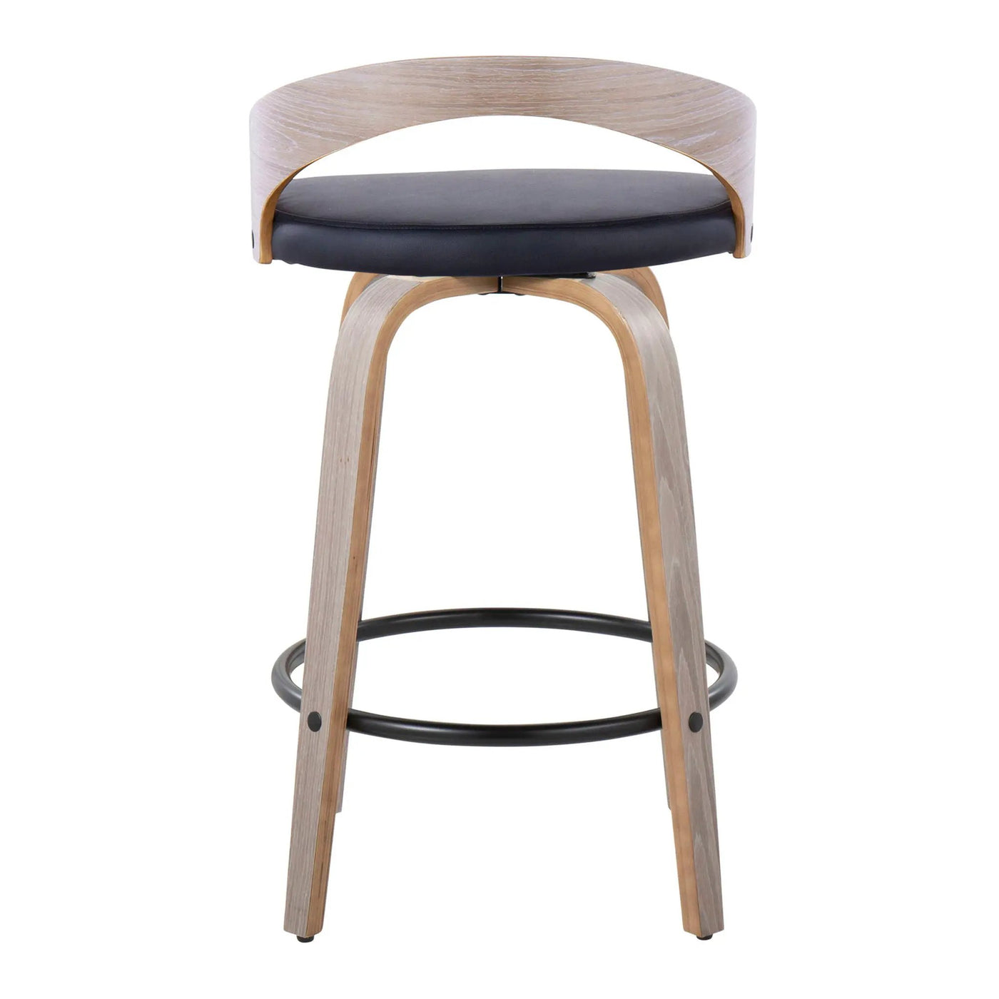 Grotto - Mid Century Modern Fixed Height Counter Stool With Swivel With Round Footrest (Set of 2) by HouseOfZazla
