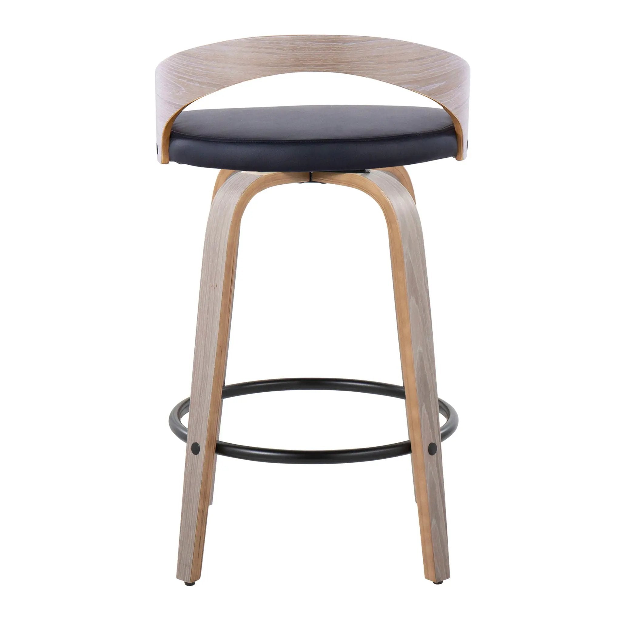 Grotto - Mid Century Modern Fixed Height Counter Stool With Swivel With Round Footrest (Set of 2) by HouseOfZazla