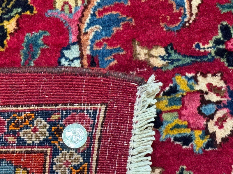Red Persian Mashad Rug 10x13 - Floral Medallion Signed By Masterweaver by Jewel Rugs