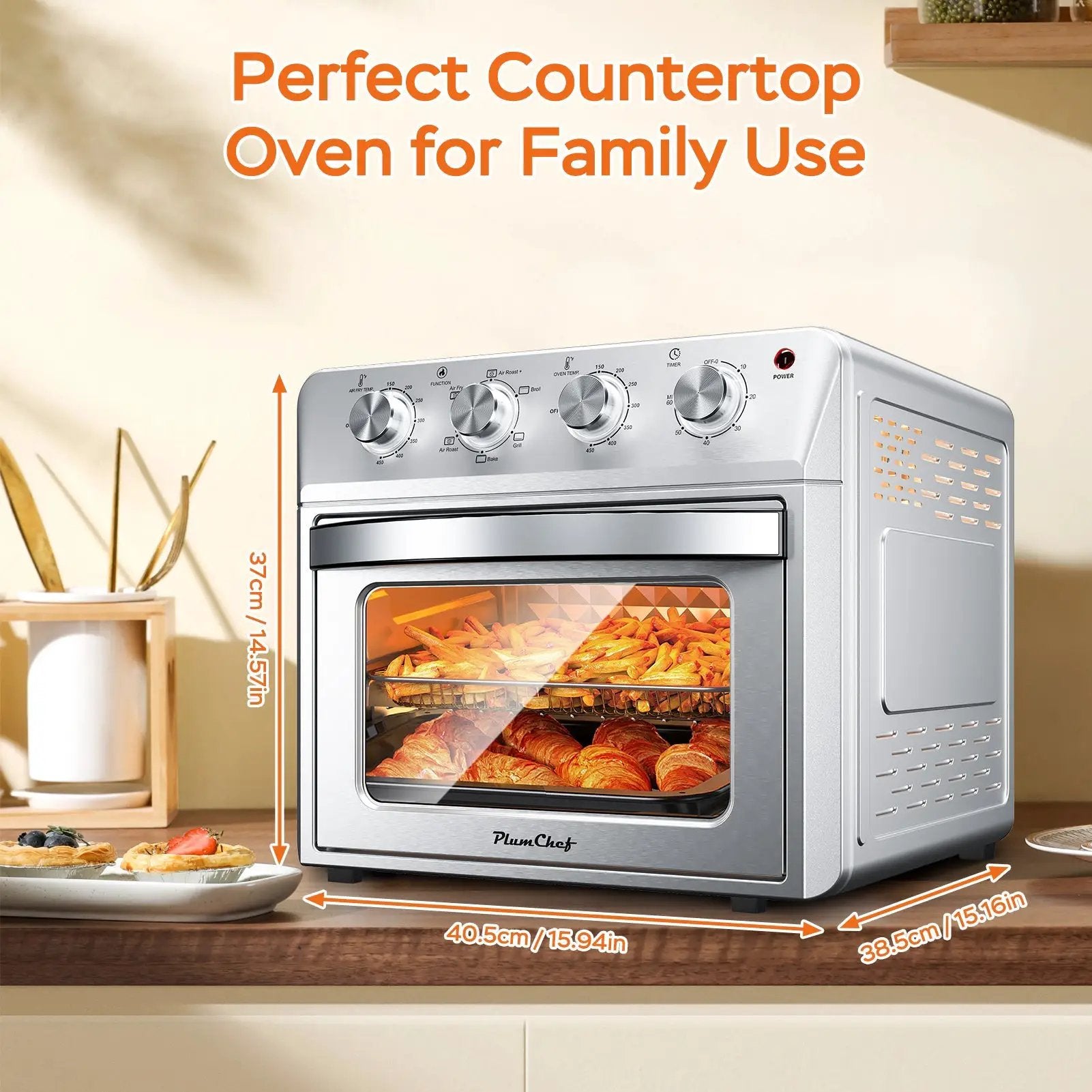 Plum Chef Air Fryer Oven 27.5QT, 6-in-1 Countertop Oven by HouseOfZazla