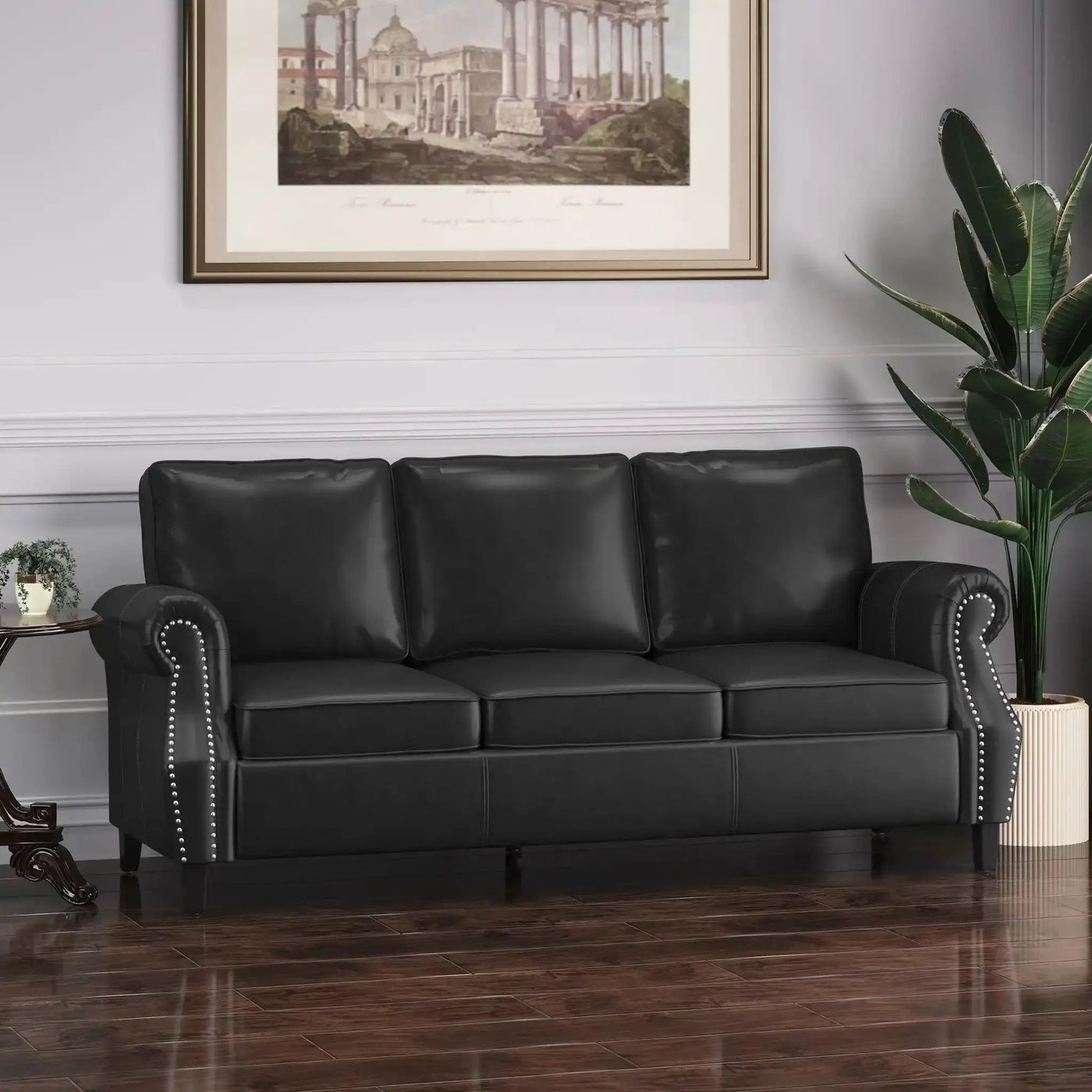 Contemporary 3 Seater Sofa With Nailhead Trim by HouseOfZazla