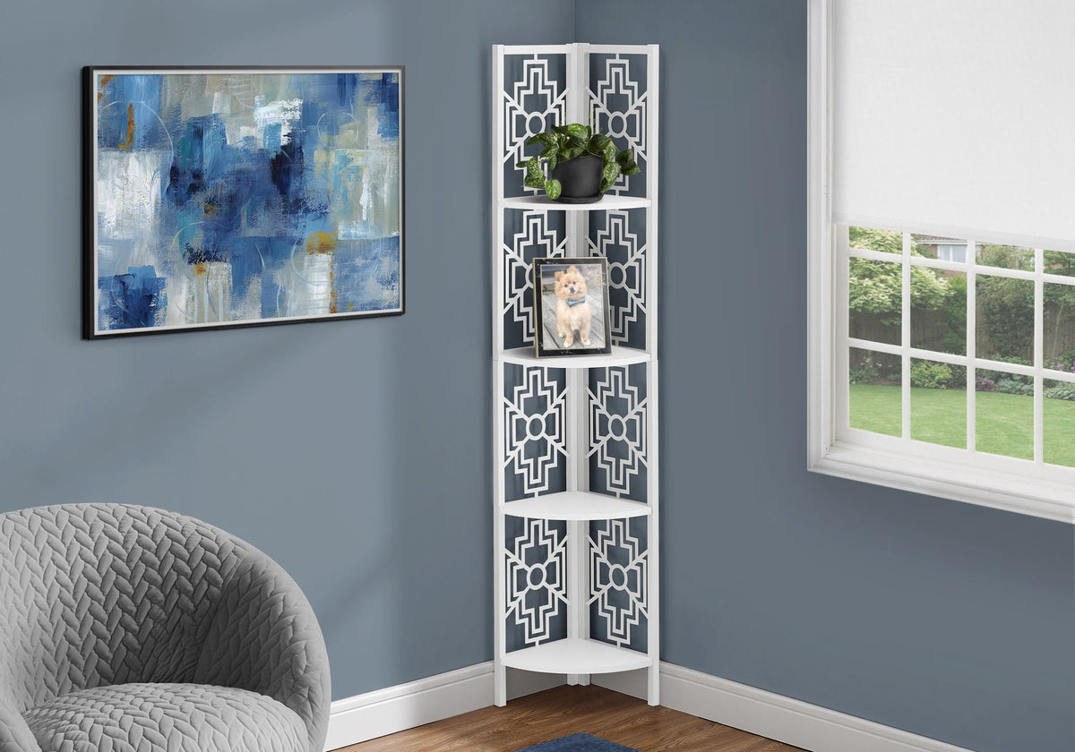 4 Tier Corner Bookshelf Bookcase with Metal Frame - White, Dark Brown, Light Brown, photo 3 of 12