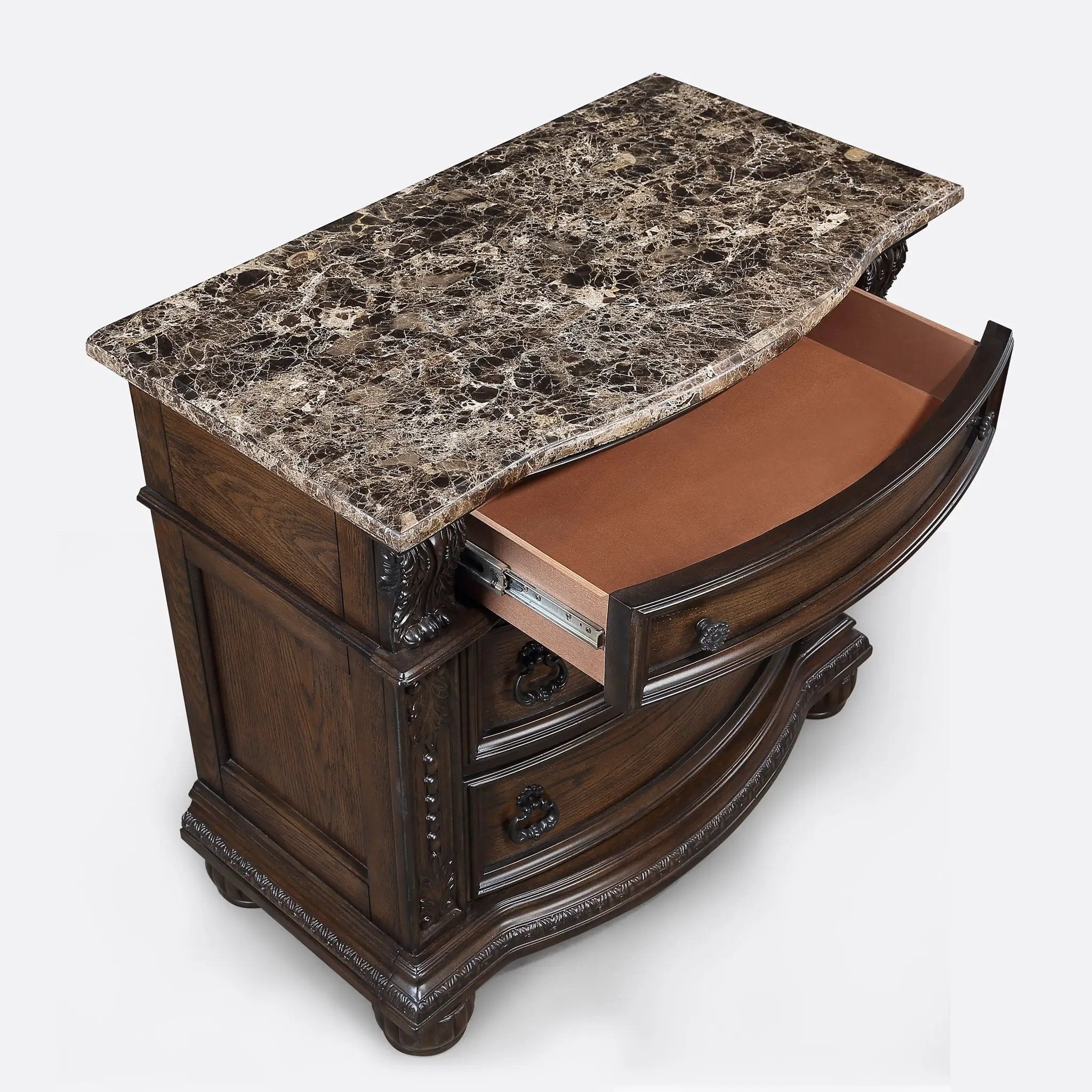 3 Drawers Nightstand - Brown / Cherry by Unique Piece Furniture
