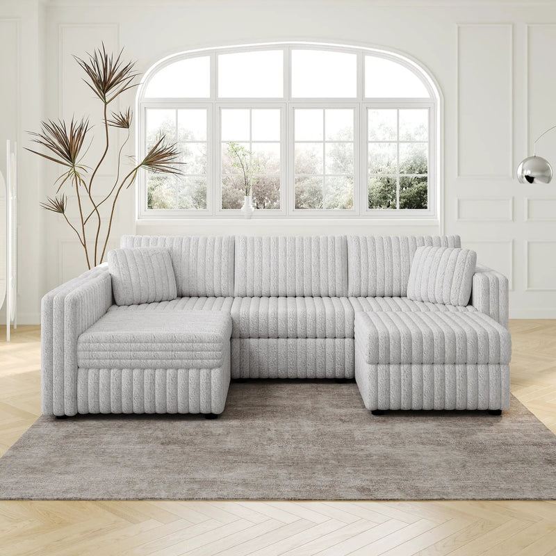 106.3" U-Shaped 4-Person Sofa with Ottoman by HouseOfZazla