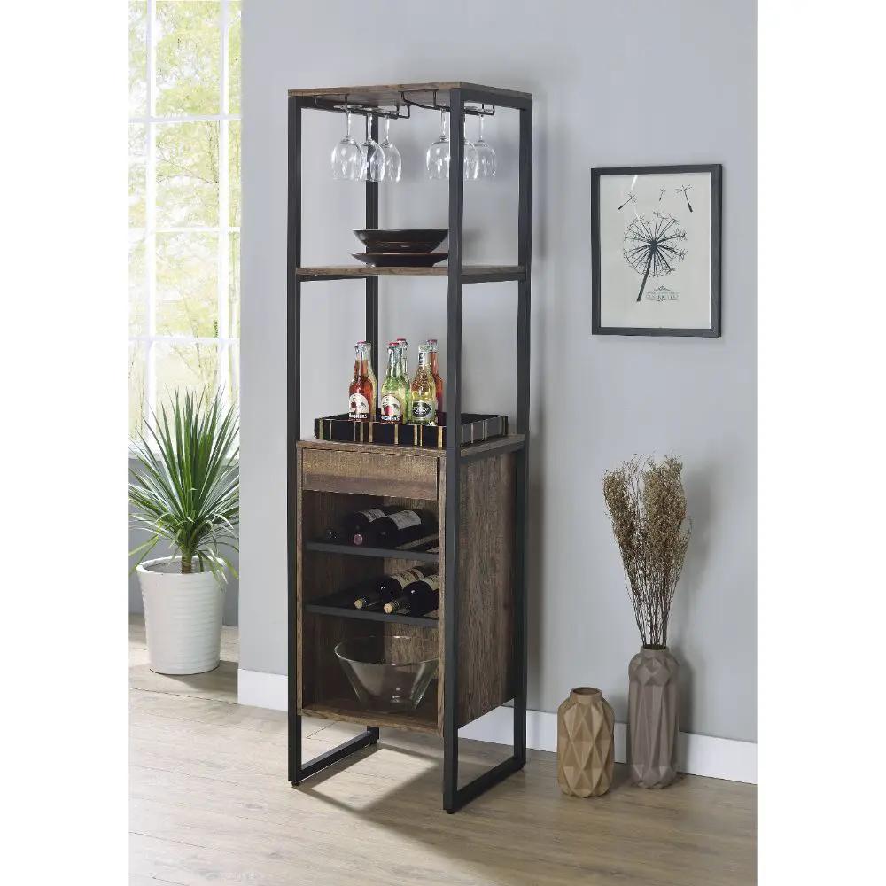 Narik - Wine Rack - Weathered Oak by Unique Piece Furniture