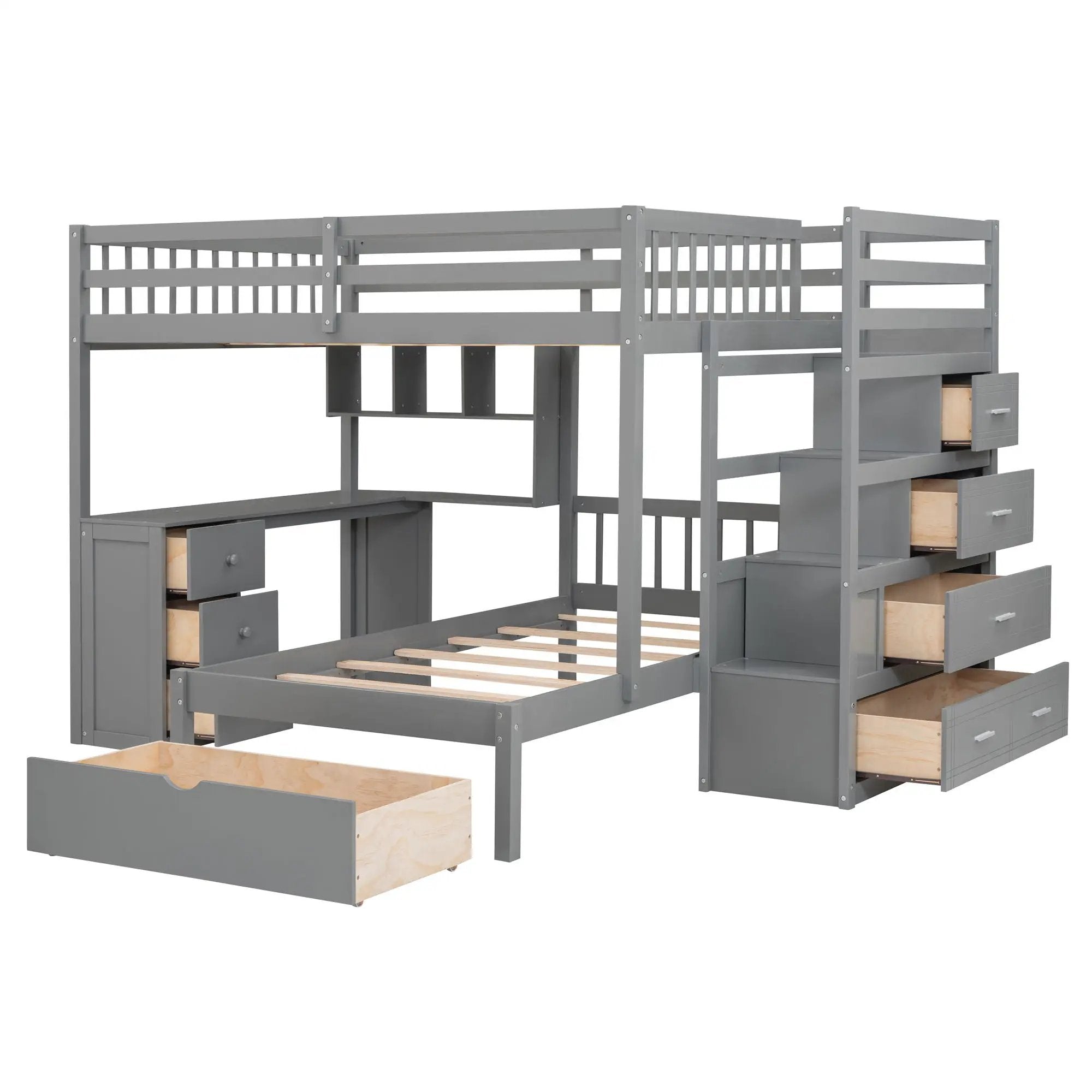 Bunk Bed With Desk, Drawers And Shelves by Unique Piece Furniture