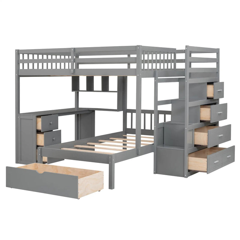 Bunk Bed With Desk, Drawers And Shelves by Unique Piece Furniture