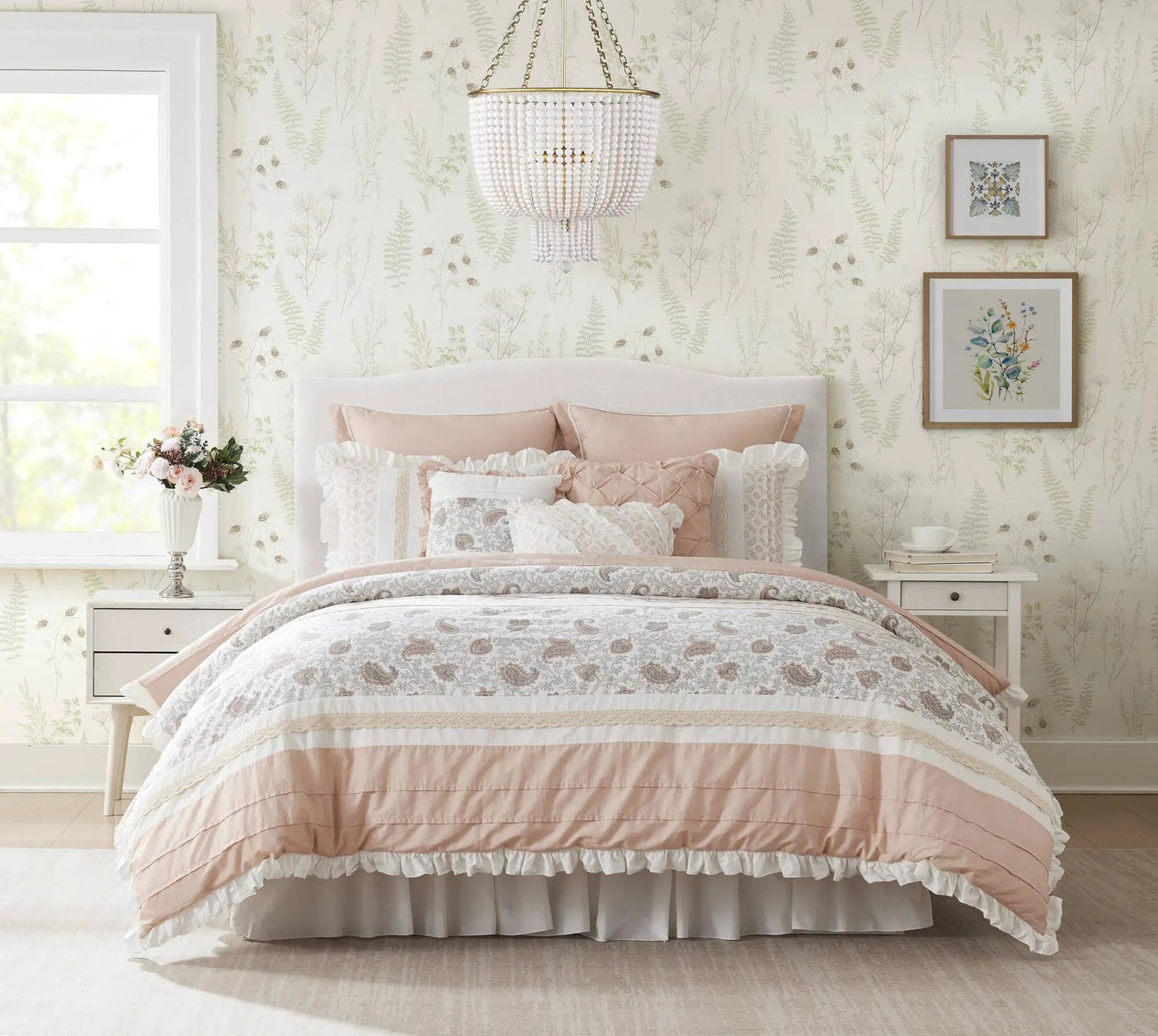 9 Piece Cotton Percale Comforter Set Blush by HouseOfZazla