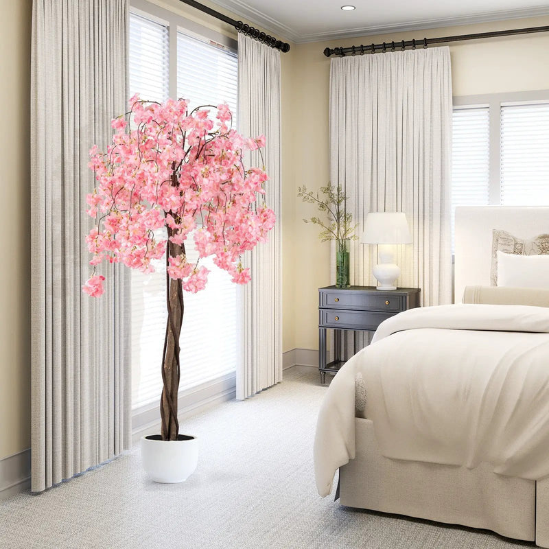 5.5 FT Tall Artificial Cherry Blossom Tree with Pink/White Flowers 1 Pack by DirectDeals