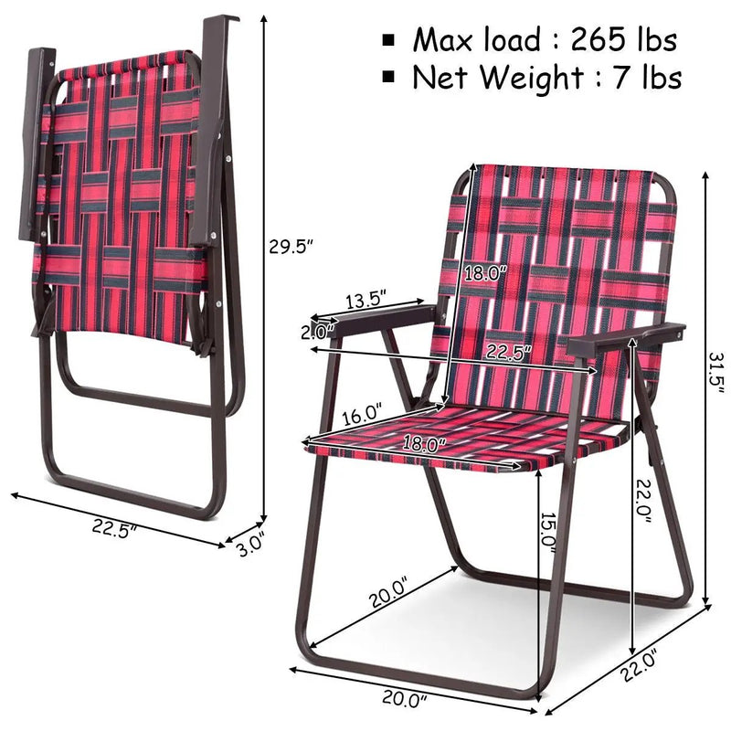 6 Pieces Folding Beach Chair Camping Lawn Webbing Chair by DirectDeals