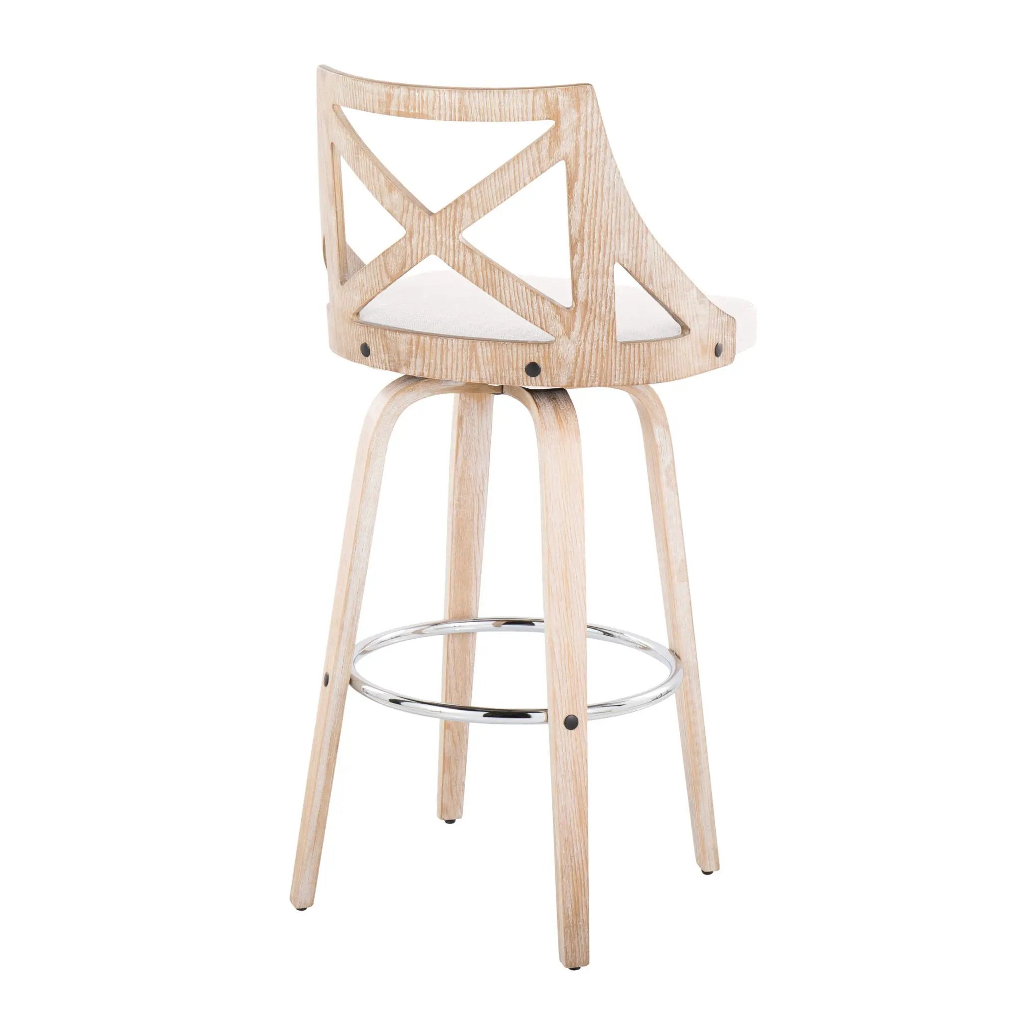 Charlotte - Farmhouse Fixed Height Bar Stool With Swivel And Round Footrest (Set of 2) by Unique Piece Furniture