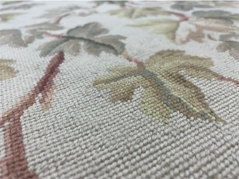 Aubusson Needlepoint Rug 9x12, Flatweave Carpet, Leaves, Wool, New, Handmade by Jewel Rugs