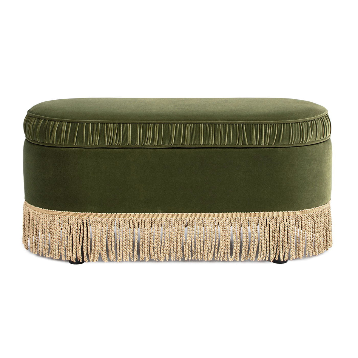 Contemporary Oval Storage Bench Ottoman with Hidden Compartment - Pink or Green, photo 4 of 16