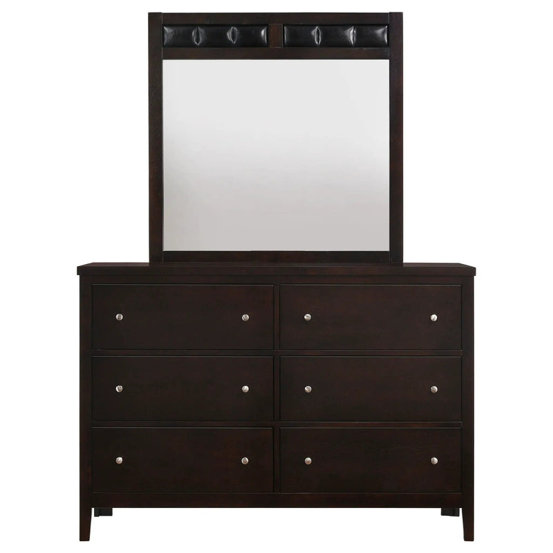 Carlton 6-drawer Dresser with Mirror Cappuccino by Unique Piece Furniture