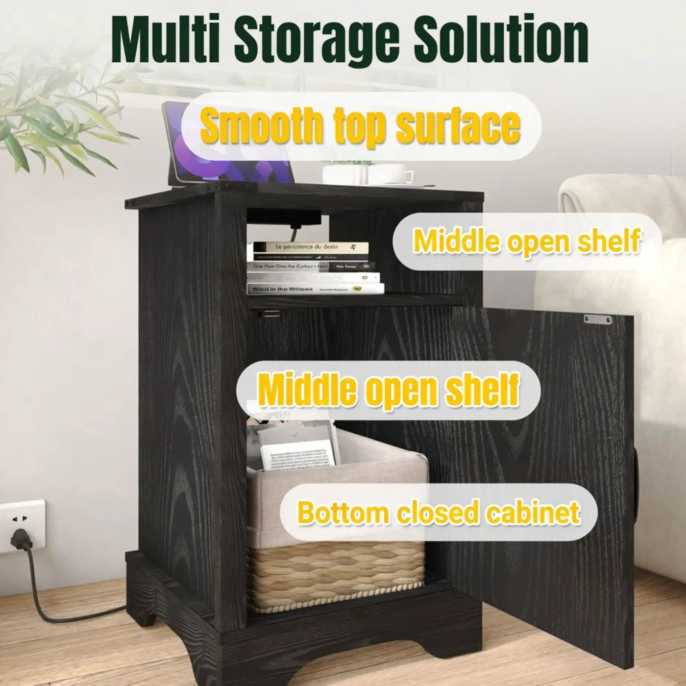 Farmhouse Nightstand, Charging Station & Storage by HouseOfZazla