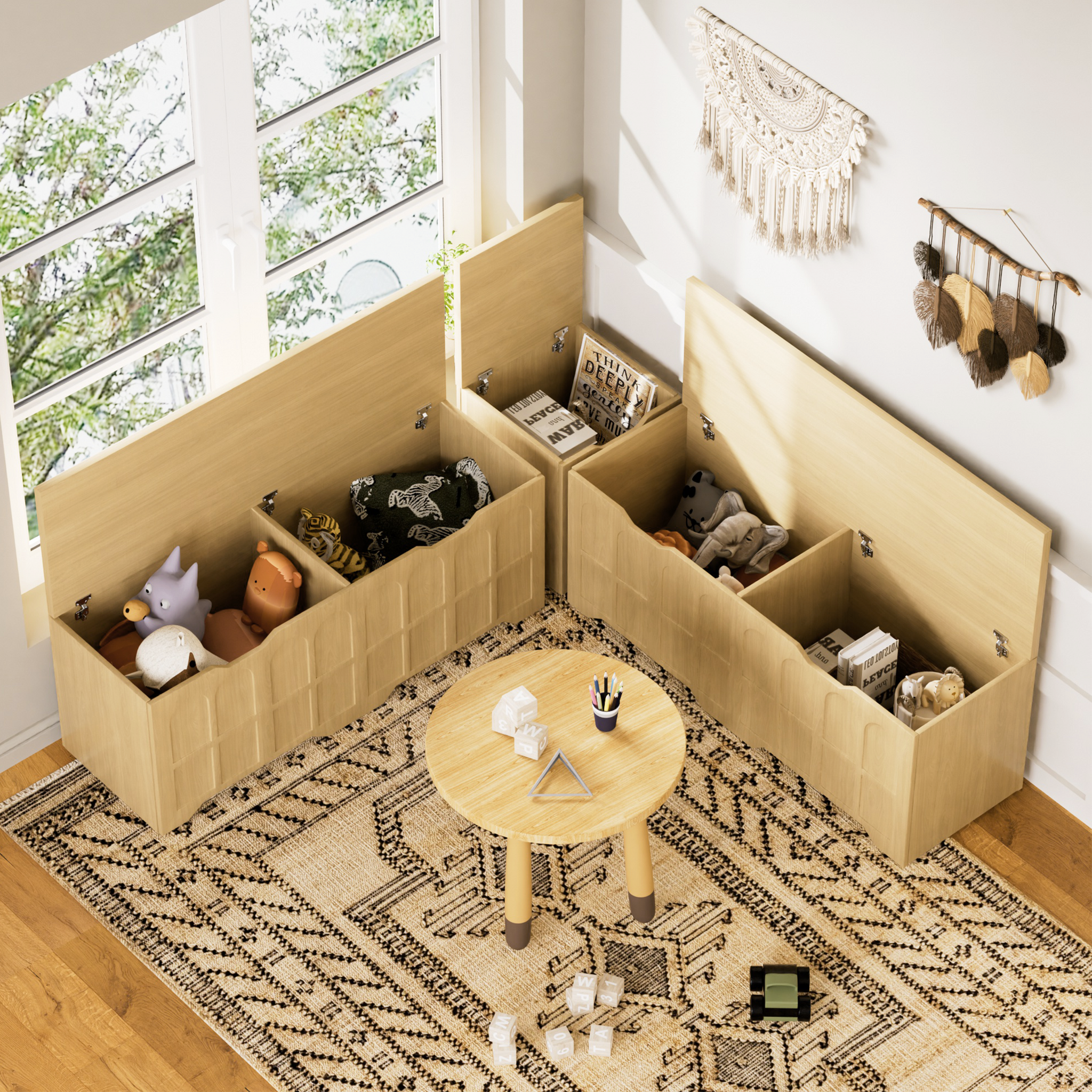 3-Piece L-Shaped Multifunctional Storage Bench by HouseOfZazla