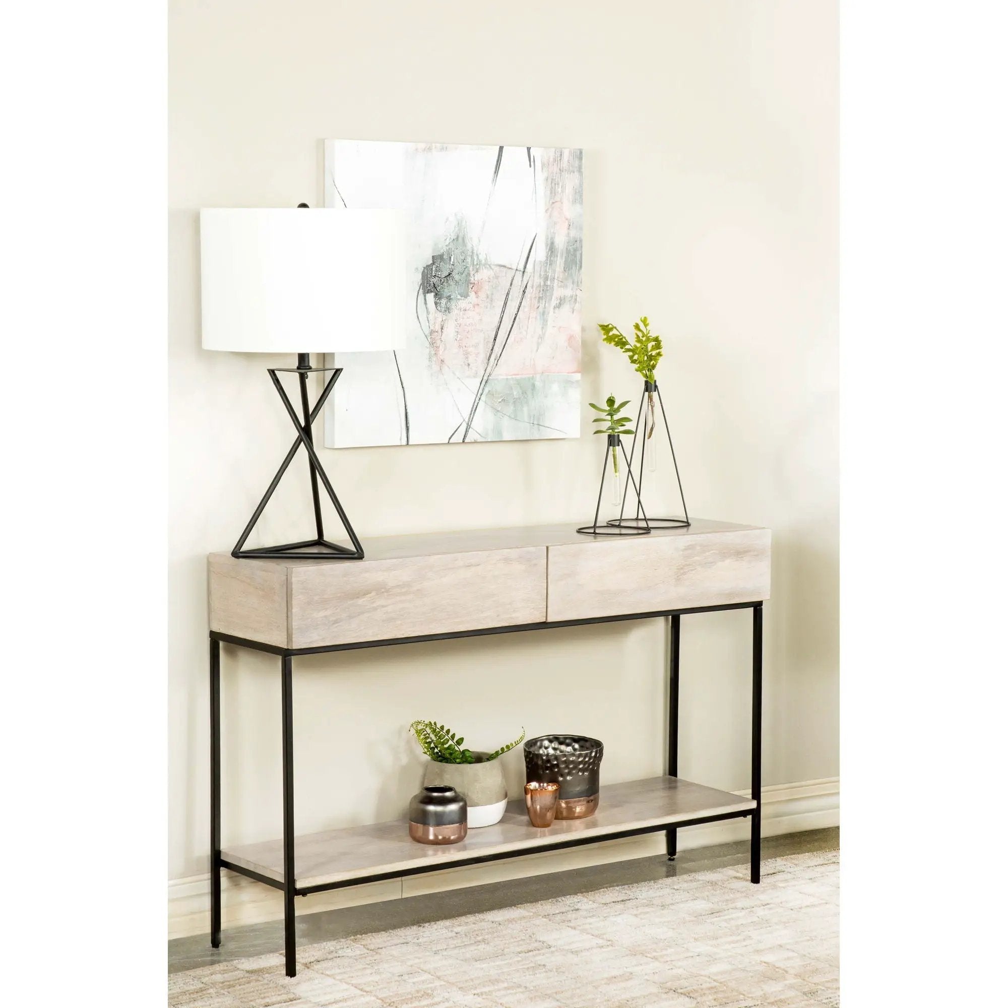 Terrace - 2 Drawer Entryway Console Table - White Washed by HouseOfZazla