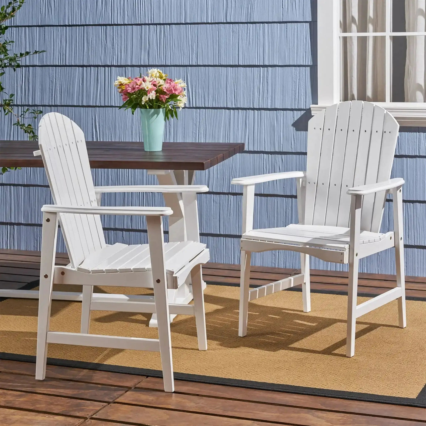 Outdoor Weather Resistant Acacia Wood Adirondack Dining Chairs (Set of 2) by HouseOfZazla