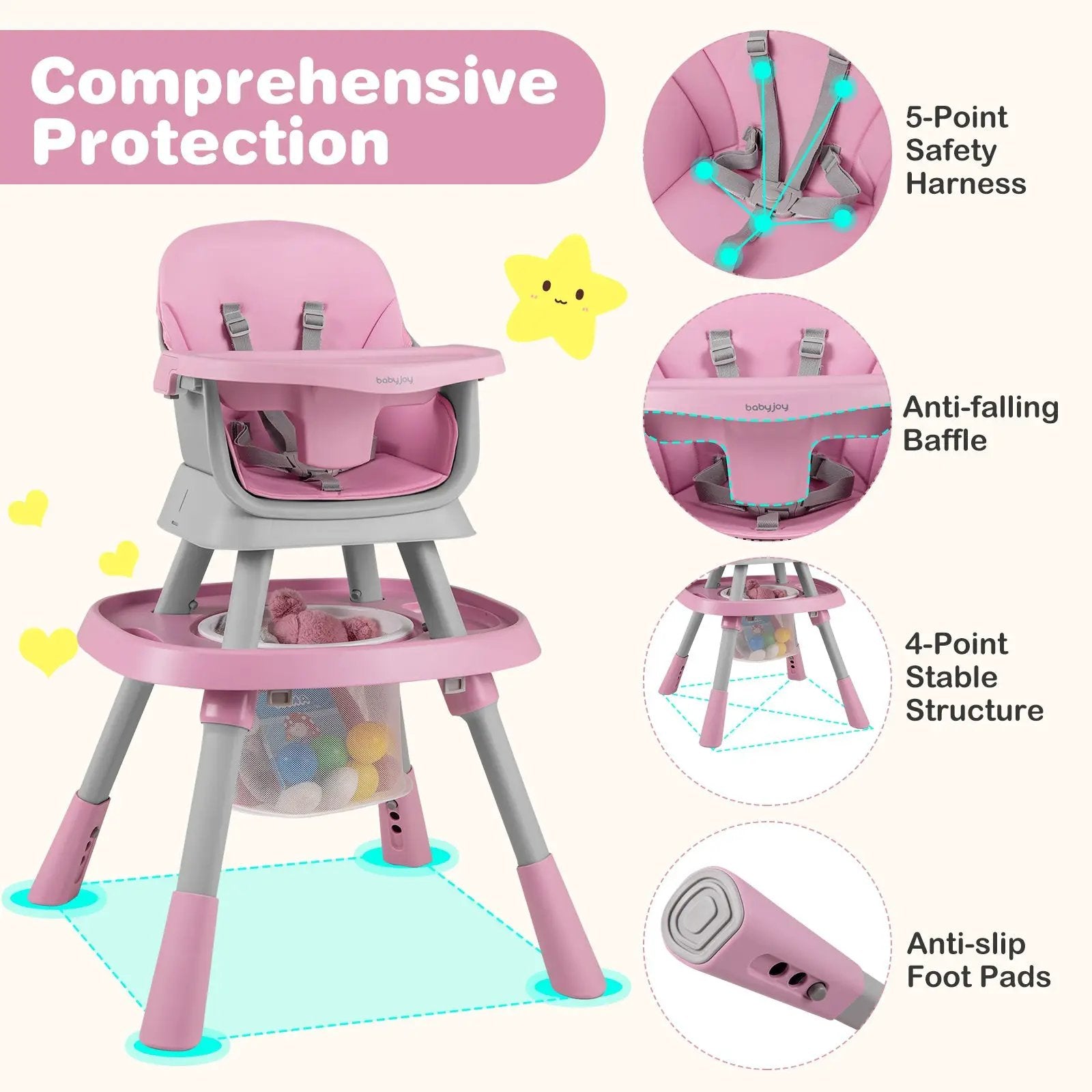 16-in-1 Baby High Chair with Activity Center and Booster Seat for Babies and Toddlers by DirectDeals