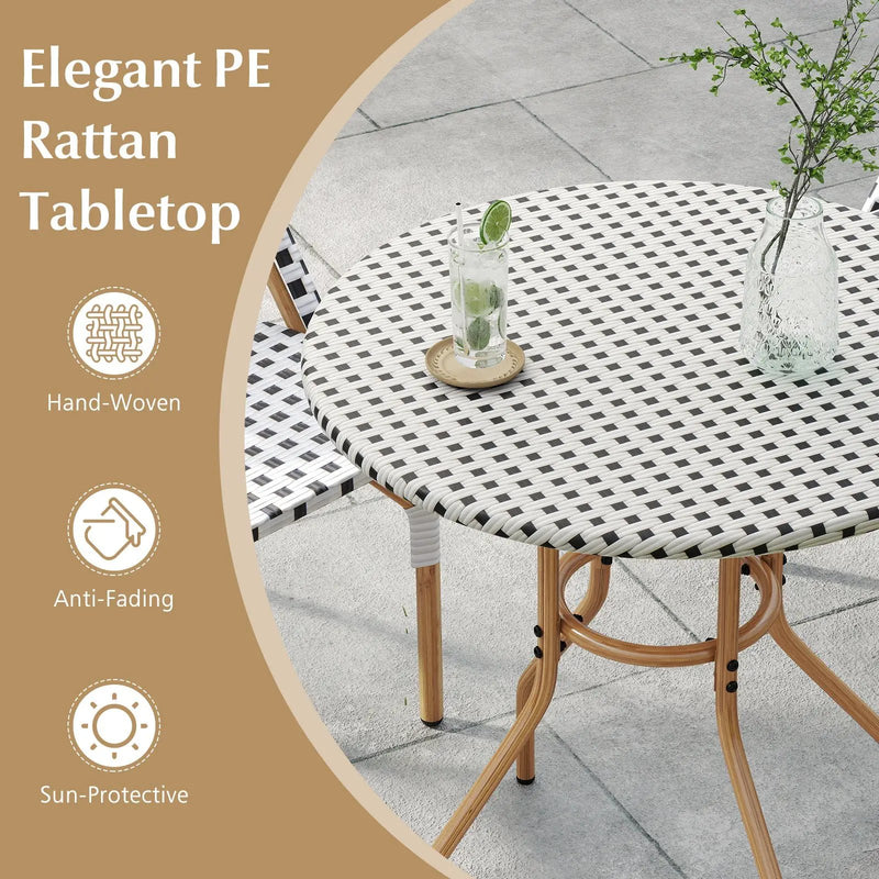 27.5 inch Outdoor Bistro Table with Heavy Duty Metal Frame and Adjustable Foot Pads-white by DirectDeals