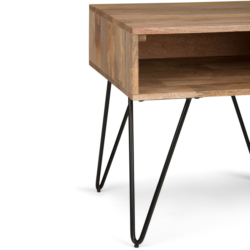 Natural Solid Mango Wood End Table with Hairpin Legs - Natural, photo 3 of 10