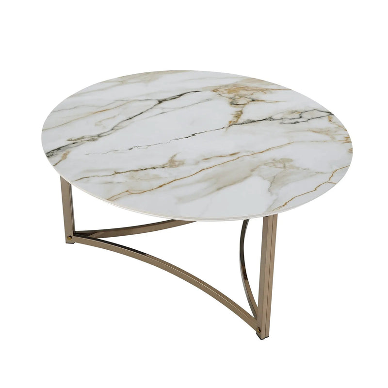 Aziz - Sintered Stone Top Round Coffee Table - White by Unique Piece Furniture