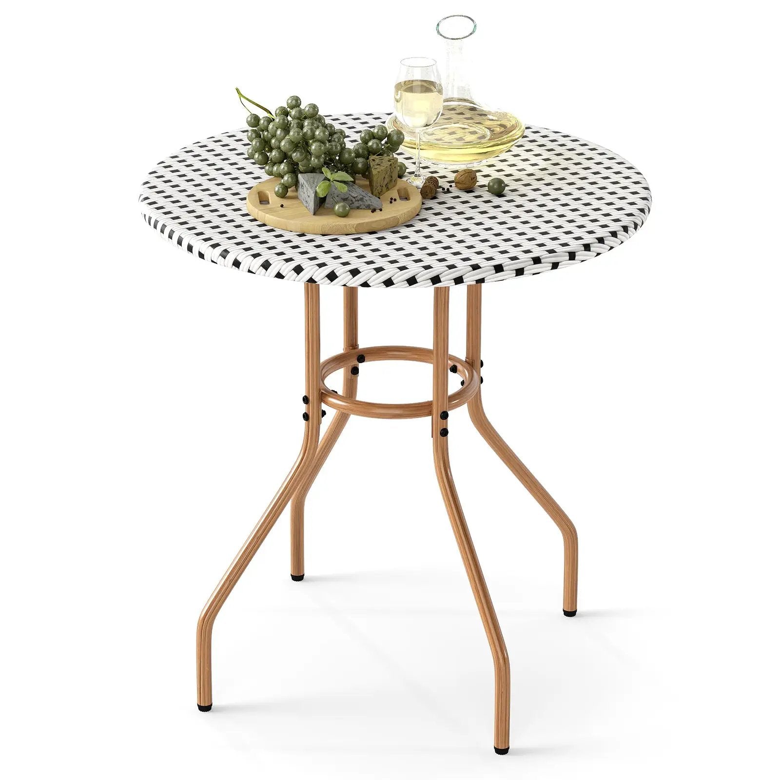 27.5 inch Outdoor Bistro Table with Heavy Duty Metal Frame and Adjustable Foot Pads-white by DirectDeals