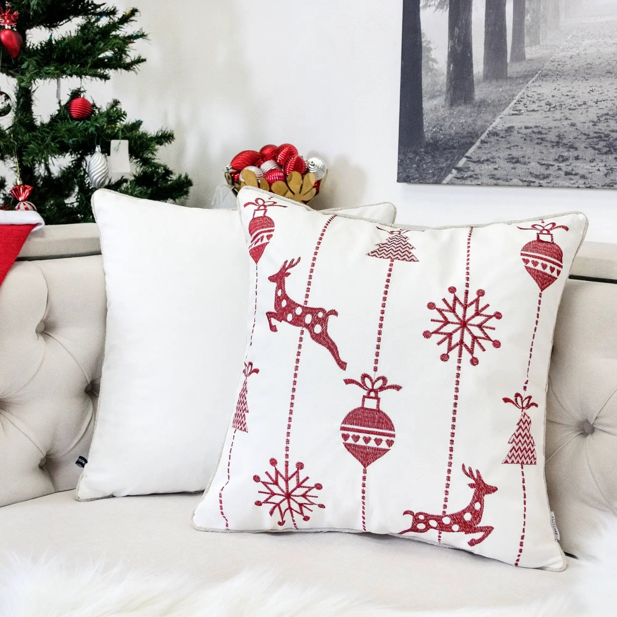White Christmas Throw Pillow 20x20 by HouseOfZazla