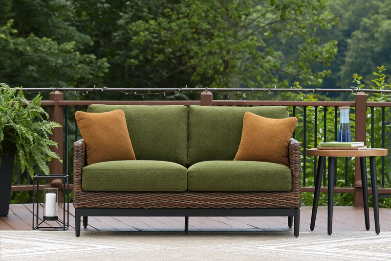Horizon Hall - Loveseat With Cushion - Brown / Green by Unique Piece Furniture