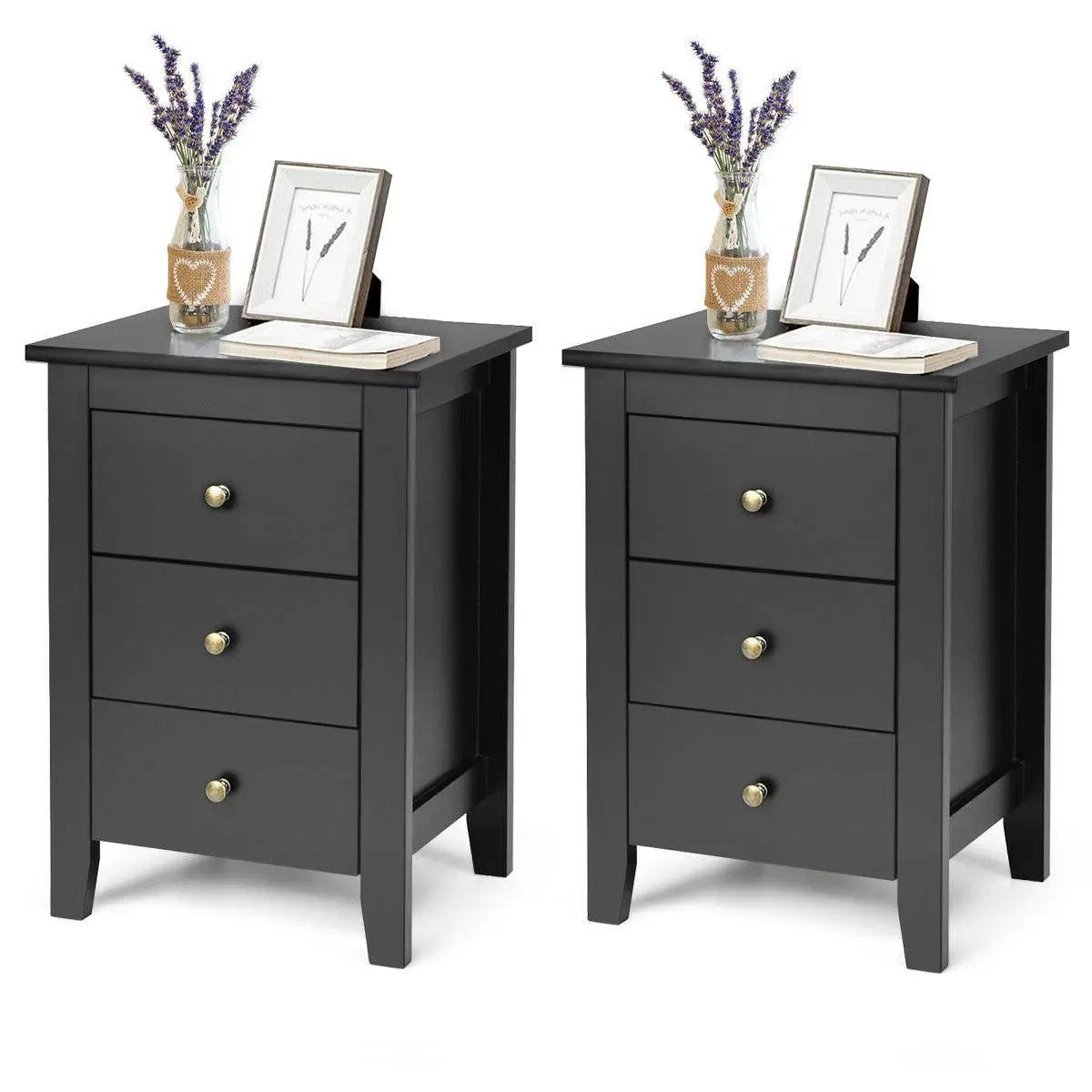 Set of 2 Nightstand End Beside Table Drawers by DirectDeals