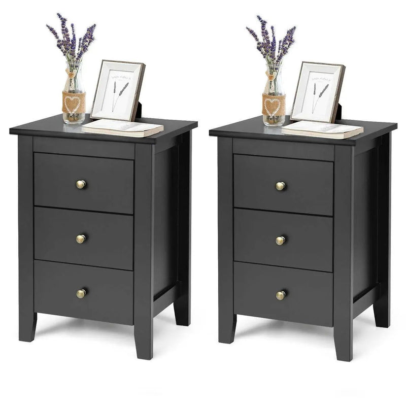 Set of 2 Nightstand End Beside Table Drawers by DirectDeals