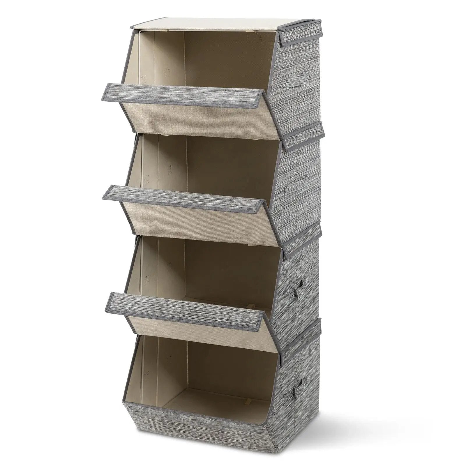 Set of 4 Storage Bins Stackable Cubes with Lid by DirectDeals