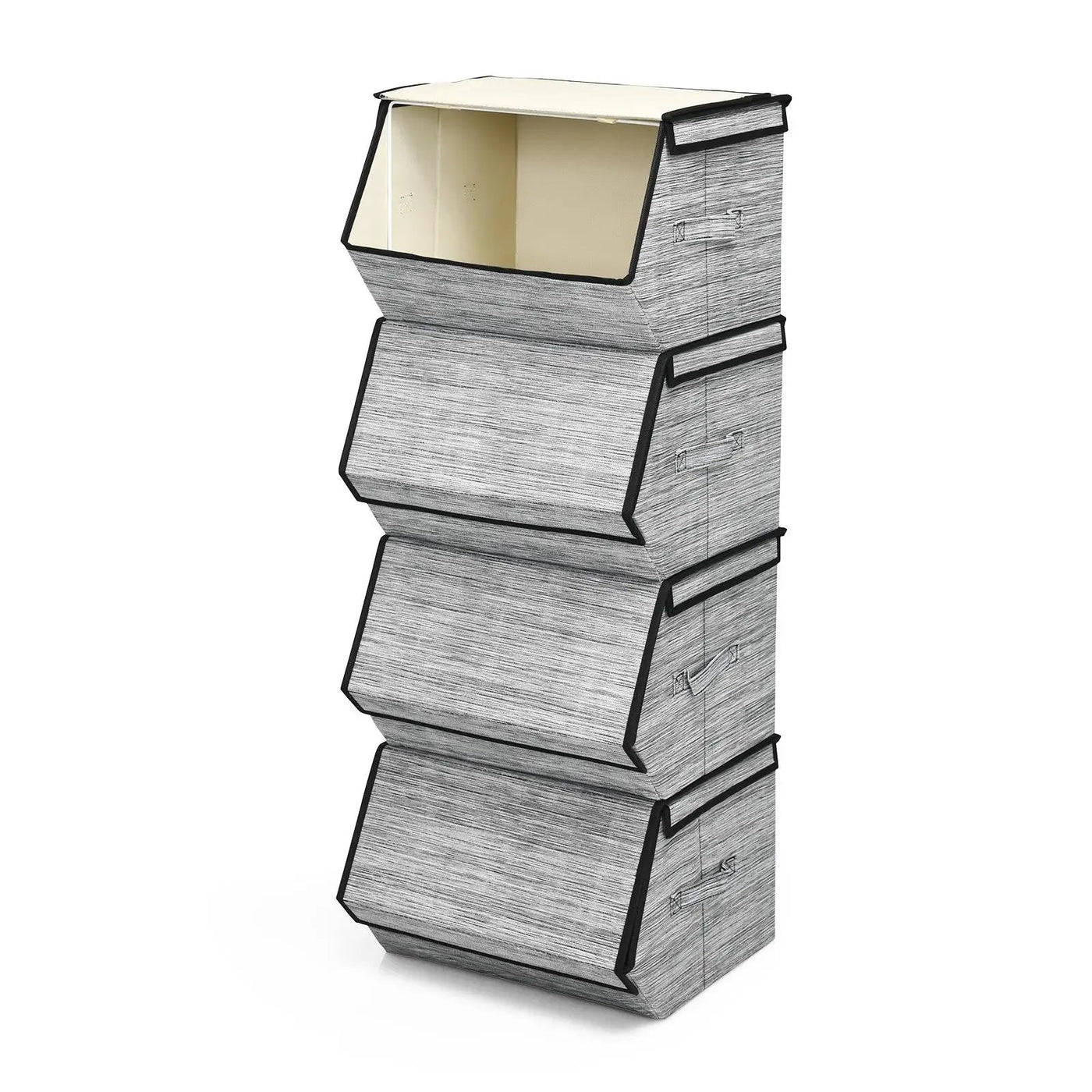 Set of 4 Storage Bins Stackable Cubes with Lid by DirectDeals