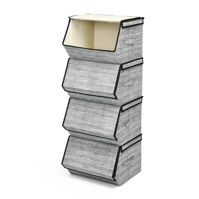 Set of 4 Storage Bins Stackable Cubes with Lid by DirectDeals