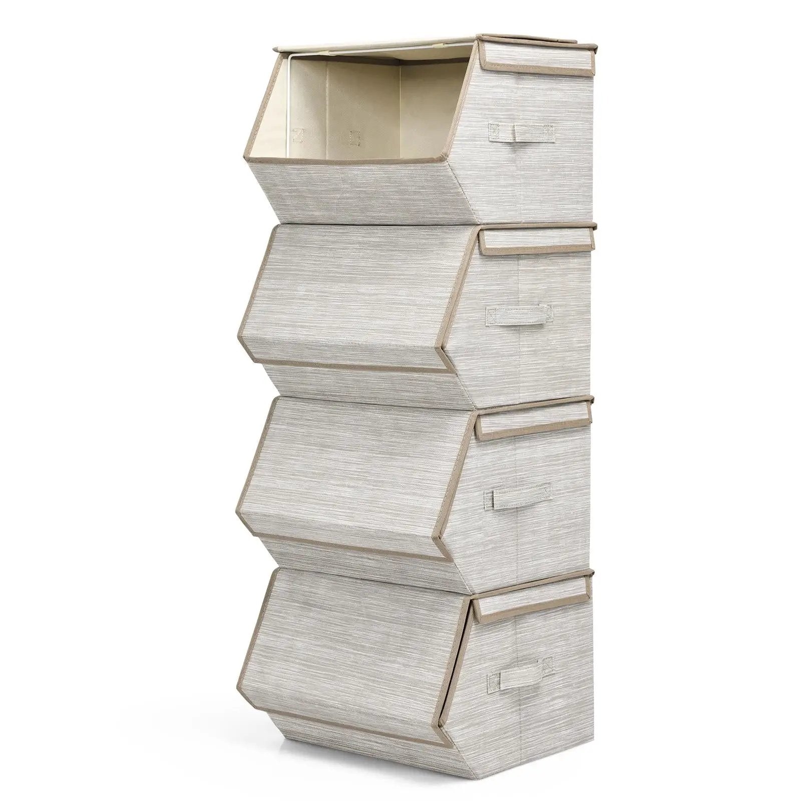 Set of 4 Storage Bins Stackable Cubes with Lid by DirectDeals