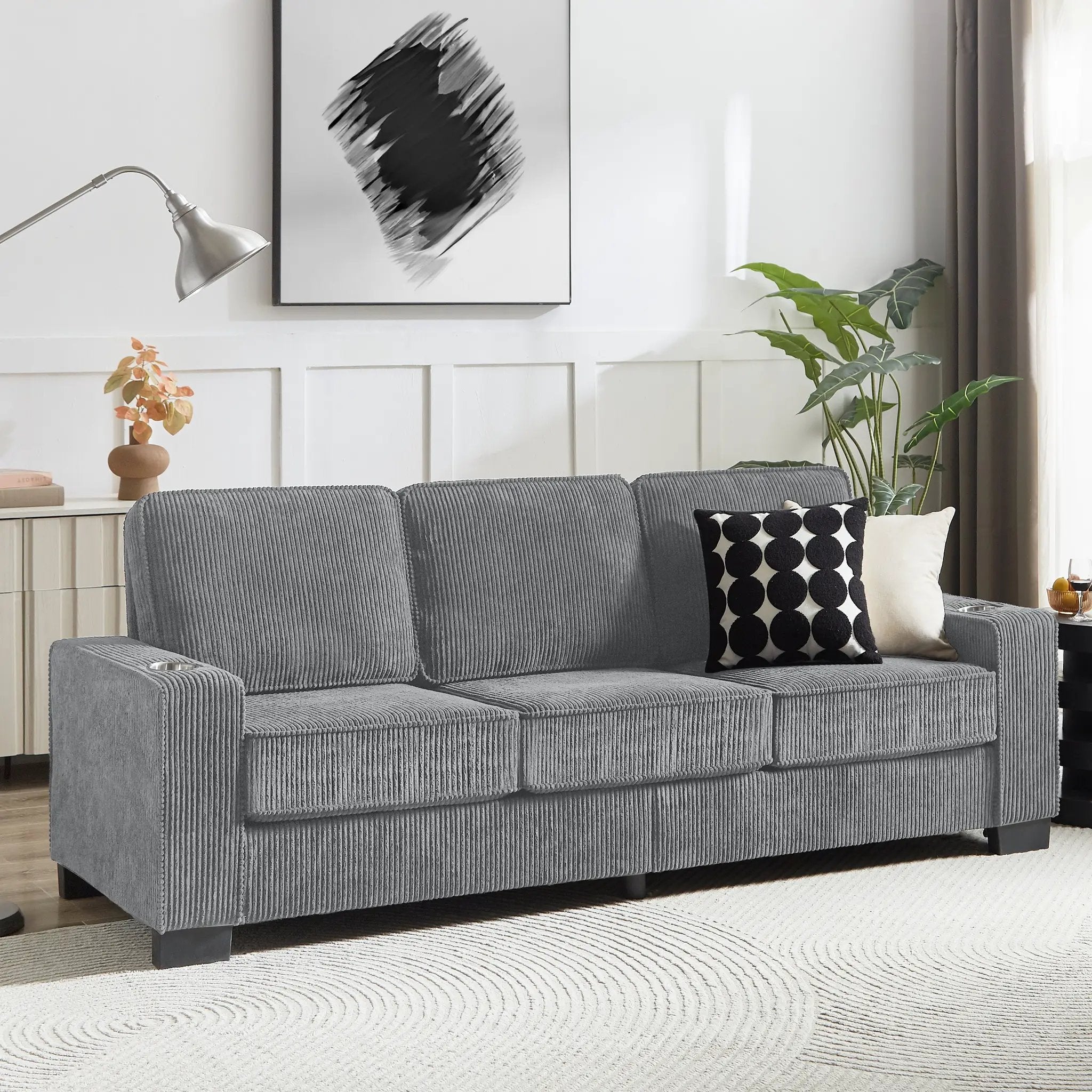 Modern Corduroy 3-Seater Sofa by HouseOfZazla