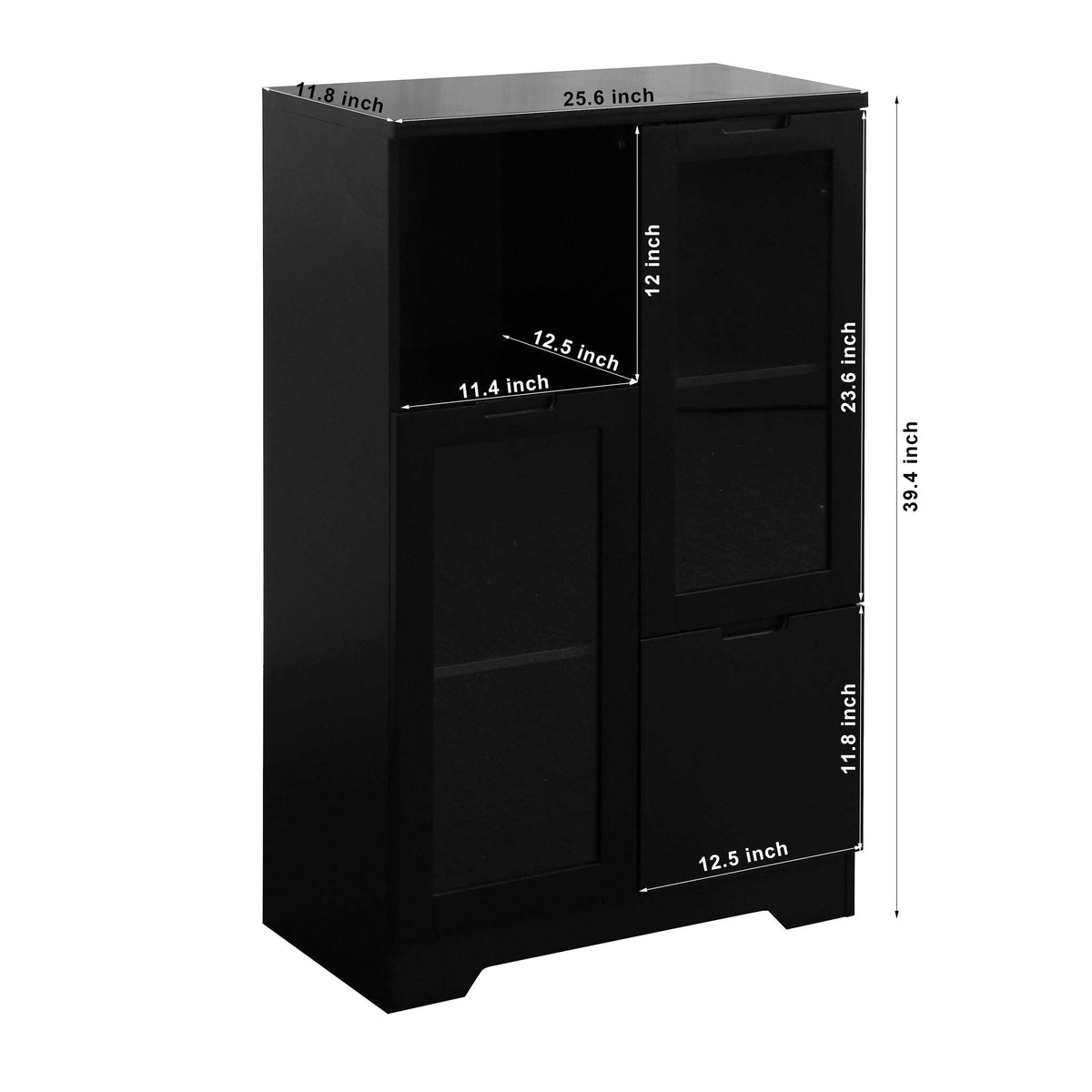 Modern Cabinet with Glass Doors and Drawer - Adjustable Shelves - Multiple Colors, photo 6 of 16