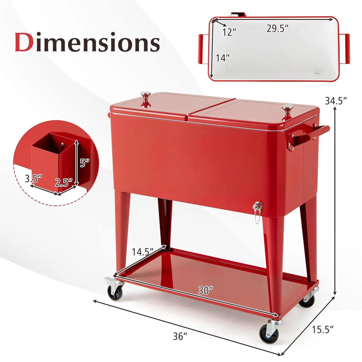 Portable Patio Cooler with Bottom Storage Shelf and Bottle Opener by DirectDeals